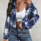 Plaid Button Up Drop Shoulder Cropped Jacket
