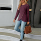 Full Size Round Neck Ribbed Button Detail Blouse