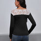 Lace Trim Long Sleeve Round Neck Tee