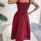 Frill Plaid Square Neck Midi Dress