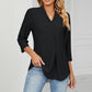 Full Size Eyelet Three-Quarter Sleeve Blouse