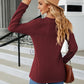 Full Size Cable-Knit Long Sleeve V-Neck T-Shirt
