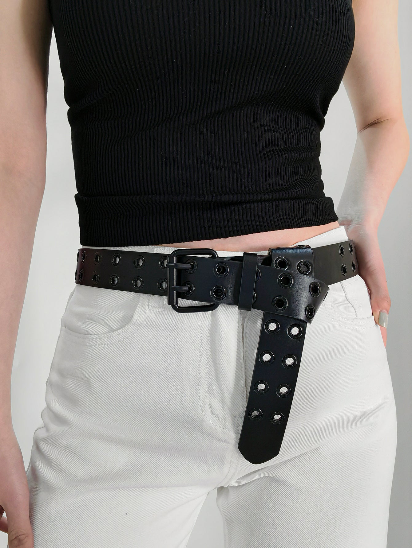 Women's Grommet PU Leather Belt