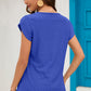 Eyelet Round Neck Short Sleeve T-Shirt