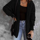 Open Front Hooded Faux Fur Outwear Jacket with Pockets