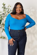 Culture Code Full Size Ribbed Sweetheart Neck Knit Top *
