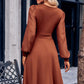 ZaLaquite Surplice Neck Swiss Dot Long Sleeve Dress