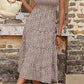 Leopard Print Smocked Tie Shoulder Dress