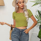 Cable-Knit Round Neck Short Sleeve Knit Top