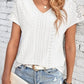 Eyelet V-Neck Short Sleeve T-Shirt