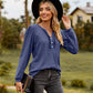 Full Size Puff Sleeve Ruffle Trim Blouse