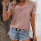 Eyelet V-Neck Petal Sleeve T-Shirt