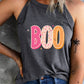 Full Size Round Neck Sleeveless BOO Graphic Tank Top
