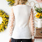 SOSPRING Full Size Textured Applique Long Sleeve Blouse