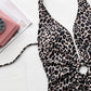 NY CANDY Leopard Halter Neck Ring Detail One-Piece Swimsuit