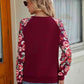 Floral Raglan Sleeve Round Neck Sweatshirt