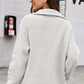 Woven Right Half Zip Mixed Knit Collared Sweater