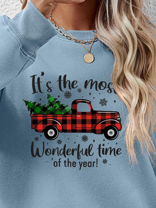 CHRISTMAS THEMED Graphic Round Neck Long Sleeve Sweatshirt