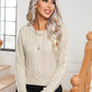 Cable-Knit Round Neck Long Sleeve Sweater