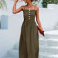 Decorative Button Spaghetti Strap Midi Dress