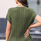 Cable-Knit Round Neck Cap Sleeve Sweater