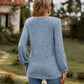 Full Size Round Neck Button-Down Long Sleeve Tee
