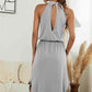 Full Size Drawstring Open Back Slit Sleeveless Dress