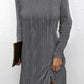 Textured Drawstring Long Sleeve Hooded Dress