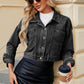 Pocketed Button Up Dropped Shoulder Denim Jacket