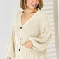 Pocketed Button Up Dropped Shoulder Cardigan