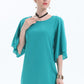 Women's DANICA Round Neck Half Flutter Short Sleeve Tunic Blouse