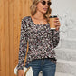 Printed Square Neck Long Sleeve Blouse