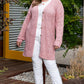 Plus Size Openwork V-Neck Long Sleeve Buttoned Cardigan