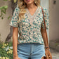 Floral V-Neck Short Sleeve T-Shirt