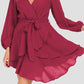 Larissa Bea Tied Surplice Balloon Sleeve Layered Dress