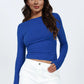AuroraBlissX Backless Round Neck Long Sleeve Blouse