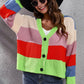 ZeldaMarie Color Block Button-Down Dropped Shoulder Cardigan