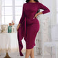 Sophia Tie Detail Round Neck Midi Dress