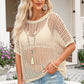 Openwork Round Neck Half Sleeve Knit Top