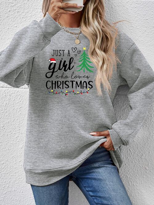 Christmas Themed Letter Graphic Round Neck Sweatshirt