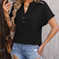 Notched Buttoned Short Sleeve T-Shirt