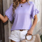 Ruffled Round Neck Short Sleeve Blouse