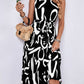Printed Single Shoulder Tie Waist Dress