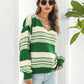Striped V-Neck Long Sleeve Knit Top
