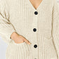 Pocketed Button Up Dropped Shoulder Cardigan