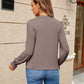 Full Size Pleated Notched Neck Flounce Sleeve Blouse