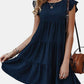 Ruffled Round Neck Cap Sleeve Mini Dress