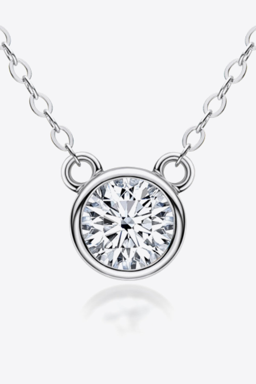 925 Sterling Silver 1 Carat Moissanite Women's Round Pendant Necklace