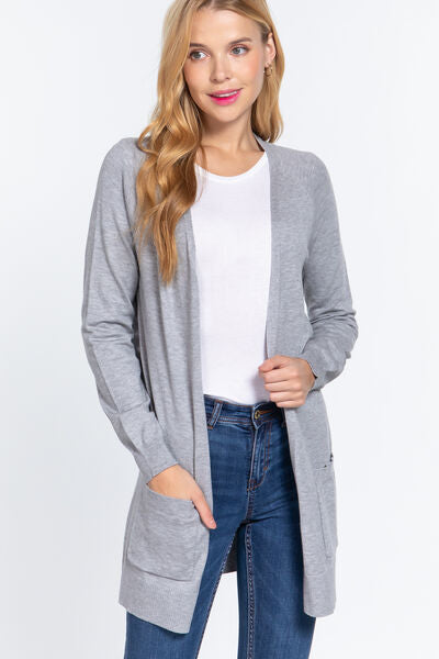 ACTIVE BASIC Open Front Long Sleeve Cardigan *