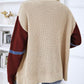 Contrast Button Up Dropped Shoulder Cardigan